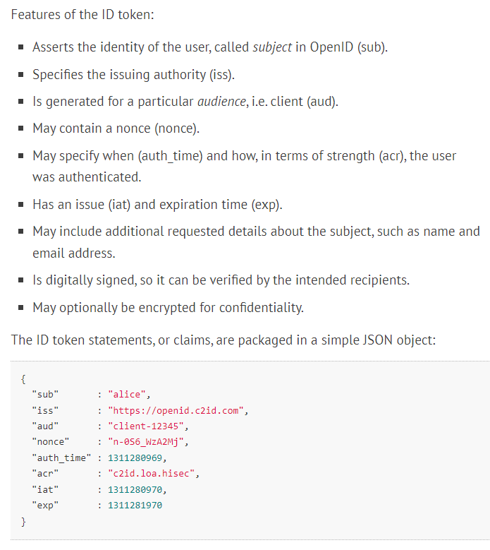 ID token payload